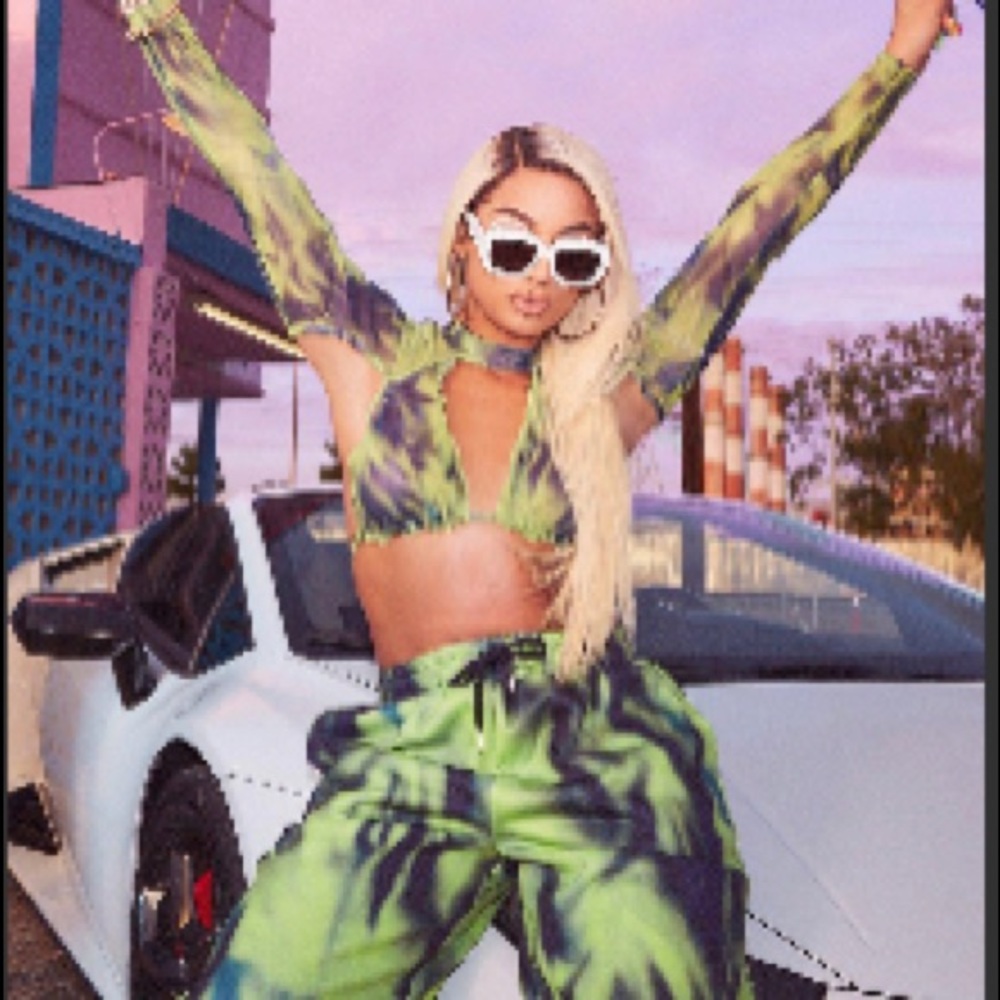 Tie Dye Mesh Cut Out Shirt